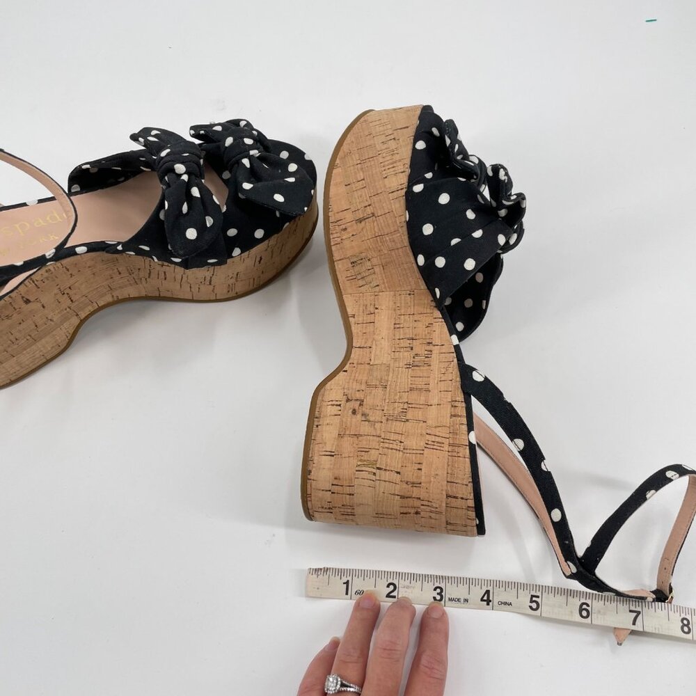 Kate Spade Julep Polka Dot Knot Cork Platform Wedges Womens 10B Preppy Coastal - Picture 9 of 9